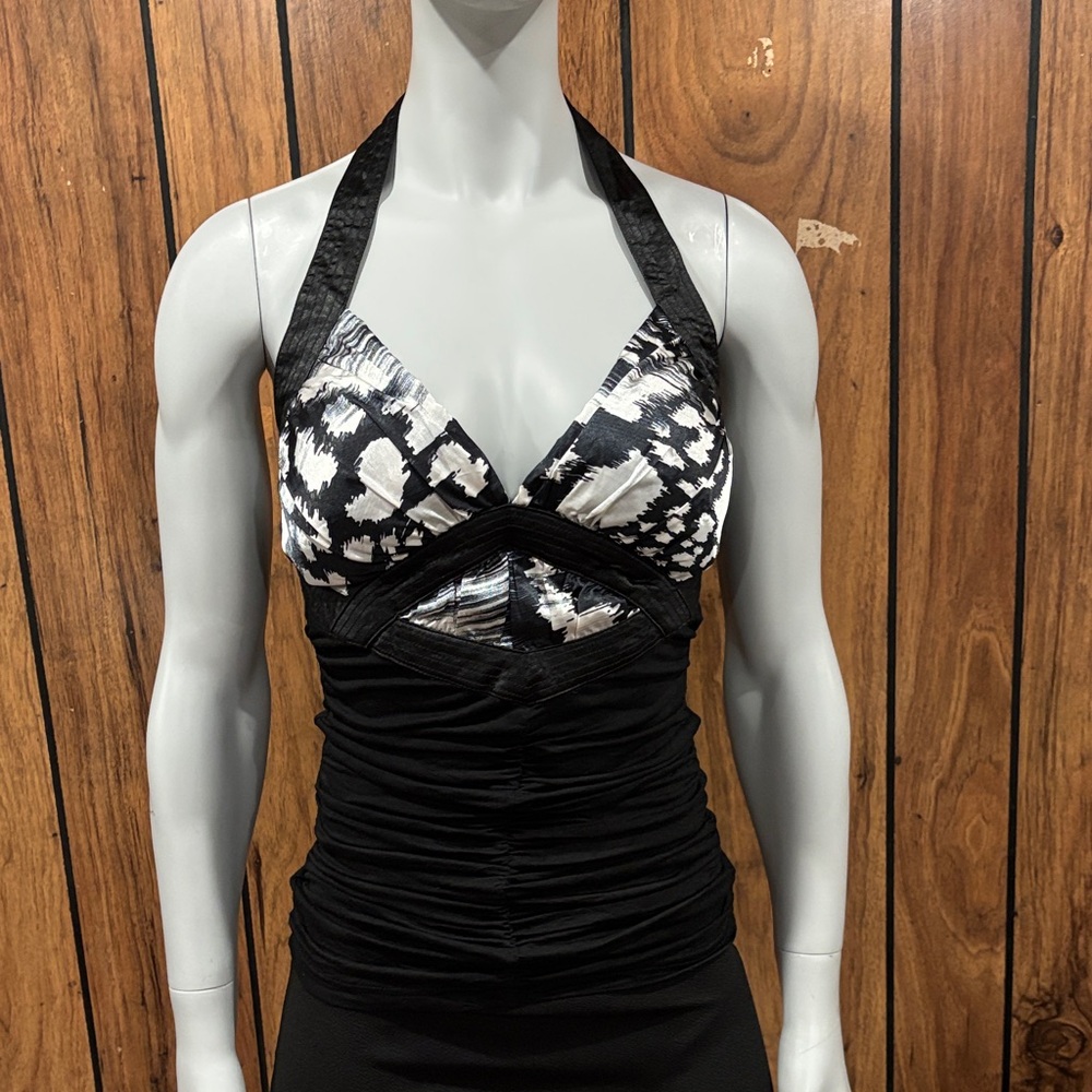 Stylish Black and White Halter Tank Top